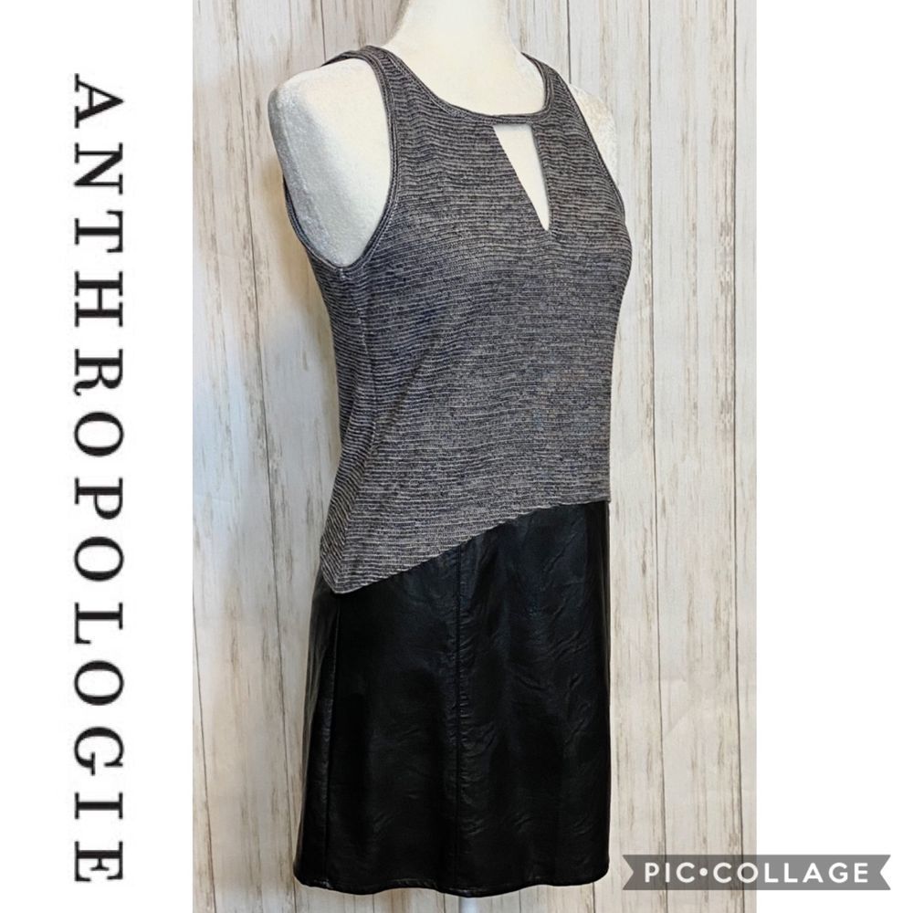 Anthropologie Faux Leather Sleeveless Dress